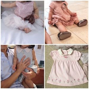 4 Baby Girl Dresses Bundle & 2 Diaper Covers